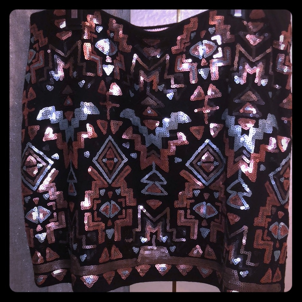 New W/O tags black Tribal Sequin Mini Skirt 🖤🤎